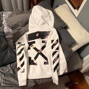 Off-White White Caravaggio Graphic Zip-Up Hoodie - Size xl